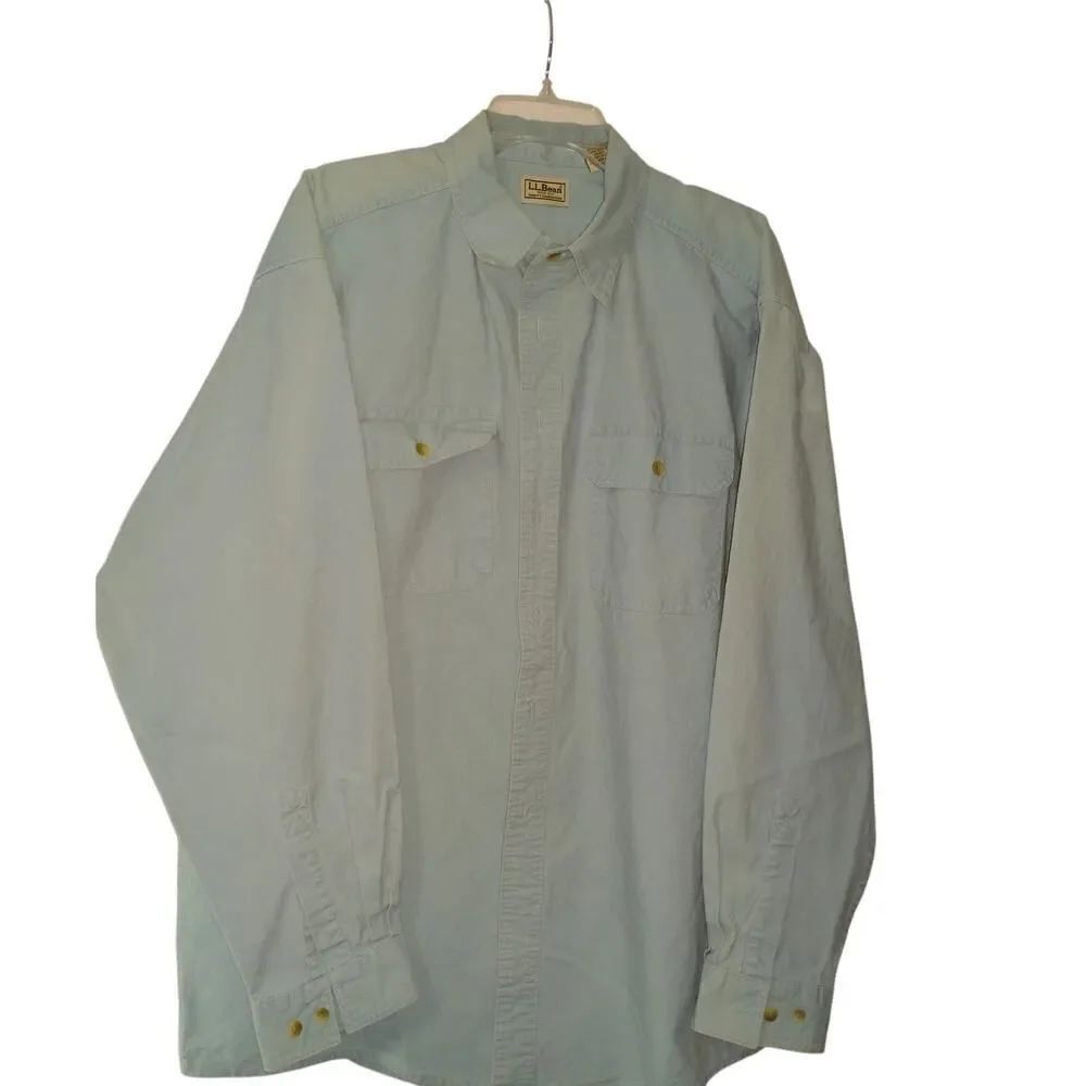 L.L. Bean Men's Aqua Blue Button Down Shirt - XL